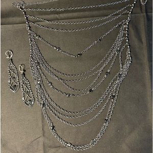 Black chain necklace and earrings